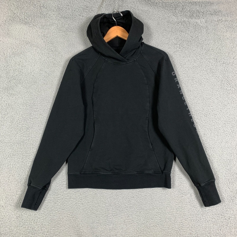 Lululemon Scuba Hoodie Women's 6 Black Pullover French Terry Orange‎ Theory Yoga